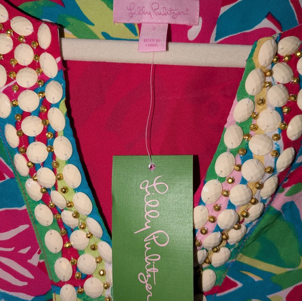 Lilly Pulitzer Pink and Green Embellished Dress - Picture 4 of 4